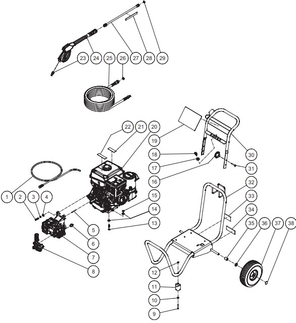 MITM GP-4000-4MKB pressure washer parts and manual